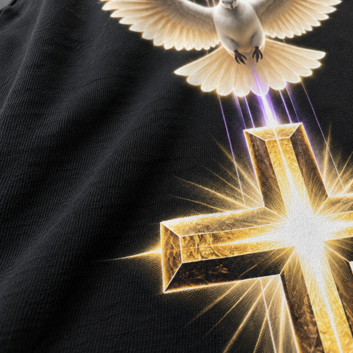Textura da camiseta com a estampa Poder do Espírito Santo