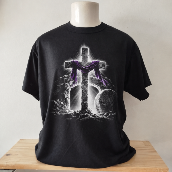 Camiseta Cruz do Túmulo Vazio, estampa completa