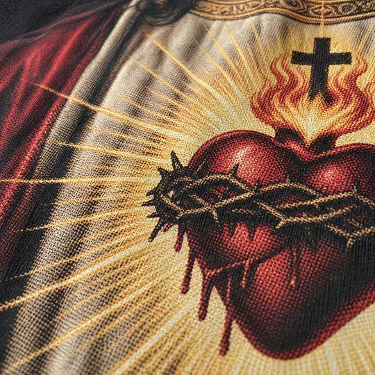 Camiseta religiosa Jesus em Bênção e Sagrado Coração | Estampa cristã em DTF
