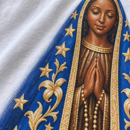 Camiseta religiosa Nossa Senhora Aparecida, branca