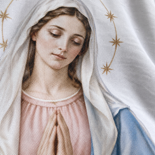 Camiseta religiosa Nossa Senhora da Paz, branca