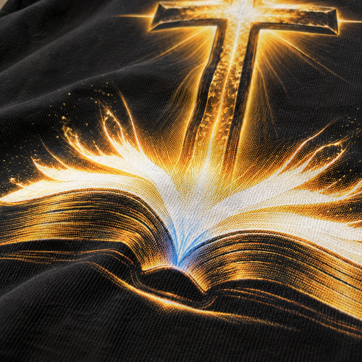 Textura da camiseta com a estampa Lâmpada para os Meus Pés