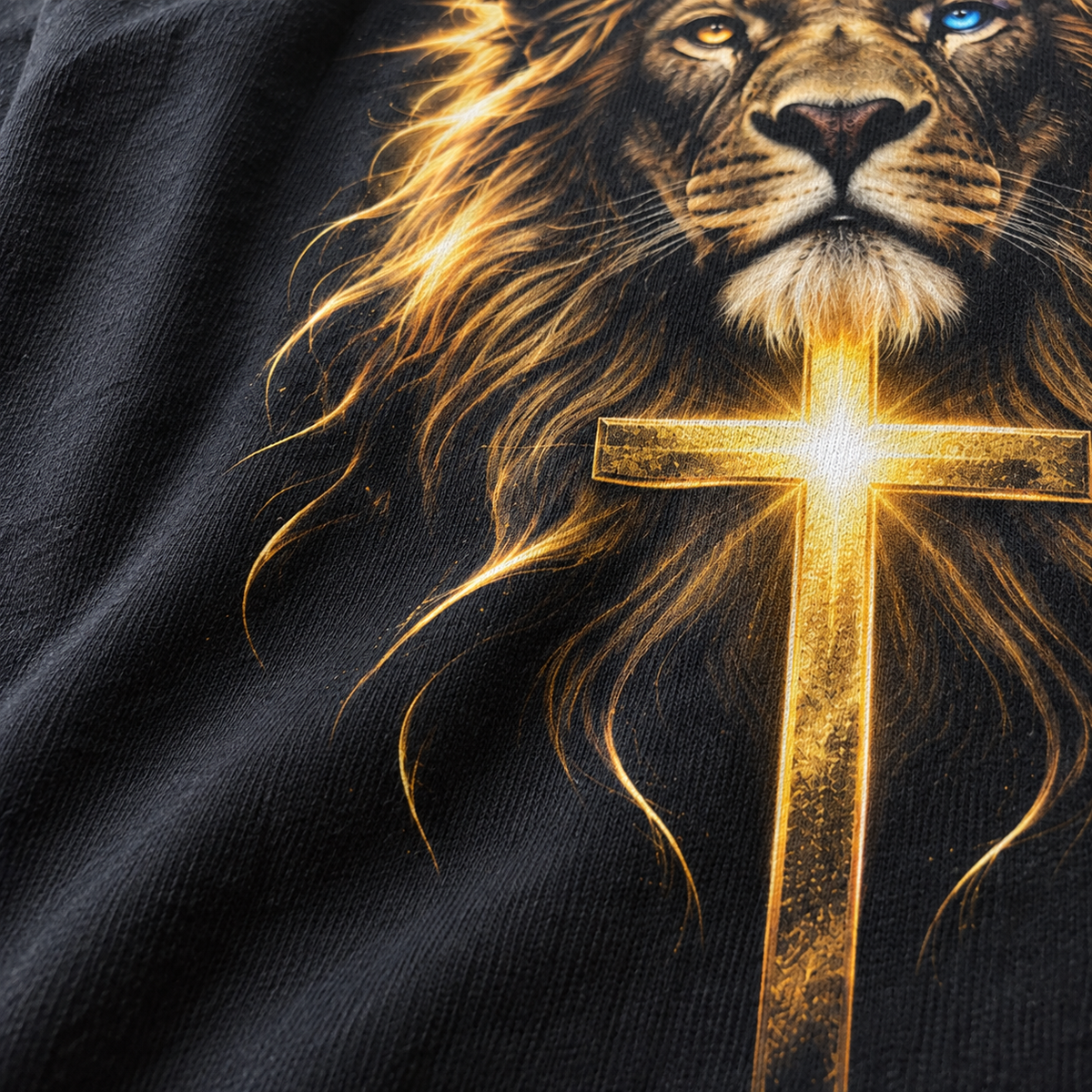 Textura da camiseta com a estampa Leão de Judá