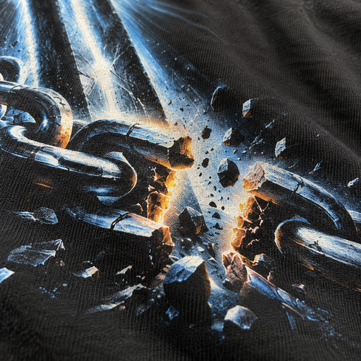 Textura da camiseta com a estampa Liberdade em Cristo